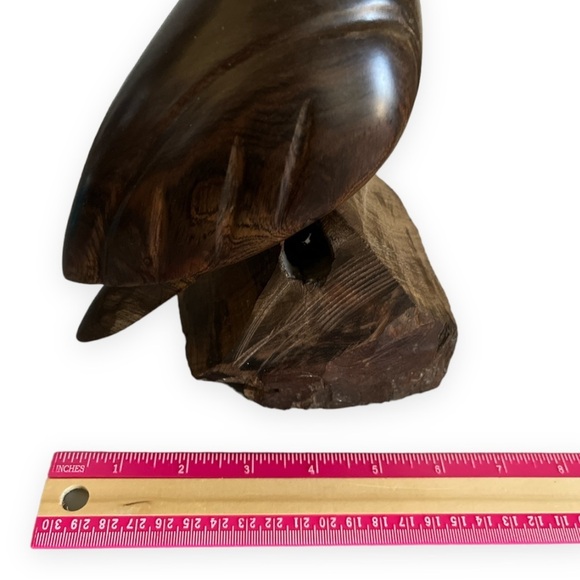 Vintage 11" Large Ironwood Quail Bird on Rock Wood Sculpture Carving READ - Picture 9 of 14